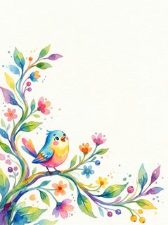 watercolor bird branch