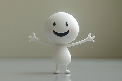 Cheerful White Character With Open Arms