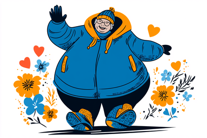 Cheerful Winter Grandma Illustration