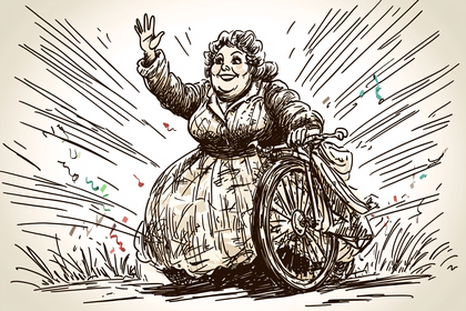 Cheerful Woman on a Bicycle