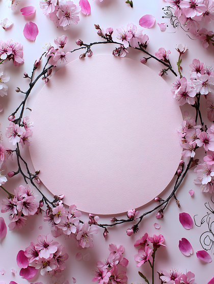 Cherry Blossom Circle Frame