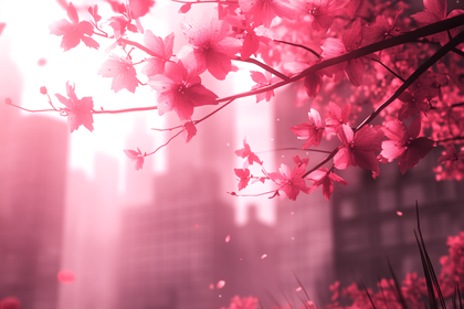 Cherry Blossom Cityscape