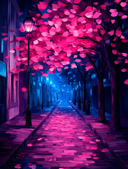 Cherry Blossom Night Street