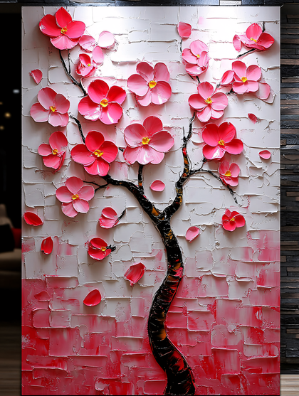 Cherry Blossom Tree Textured Painting