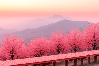 Cherry Blossom Trees at Sunset