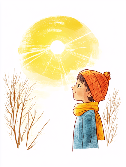 Child Gazing At The Sun