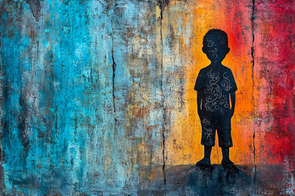 Child Silhouette Abstract Painting