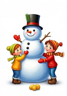 children building snowman