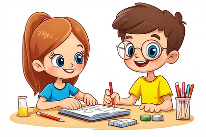 Free Download Children Learning with Drawing Vector Illustration