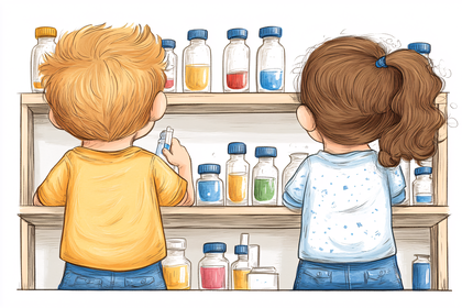 Children Exploring Science Bottles