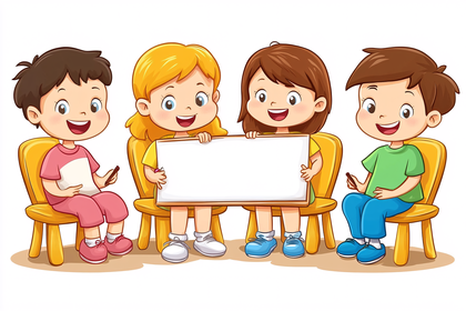 Children Holding Blank Board