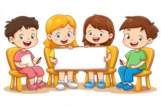 Children Holding Blank Board