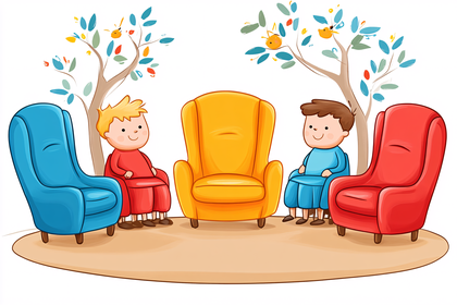 Children In A Circle Of Armchairs