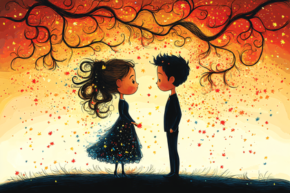 Children In Autumn Love