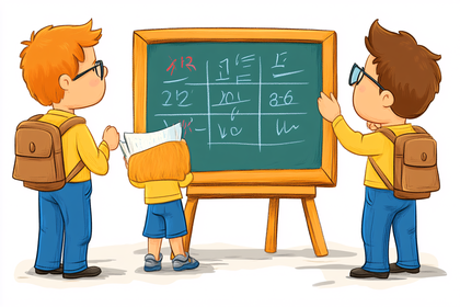 Children Learning Korean on Blackboard