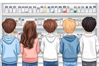 Children Looking At Medicine Shelves