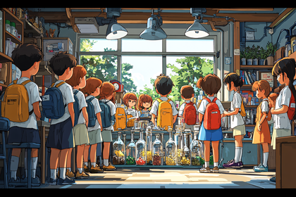 Children Observe Specimens In Science Classroom