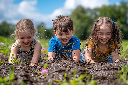 Children Playing in Mud