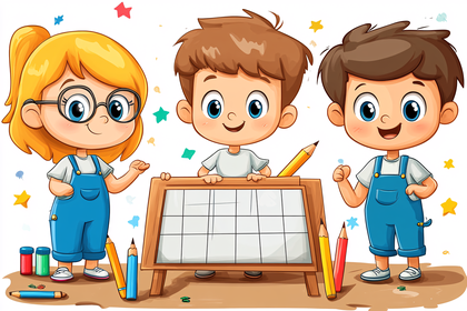 Children Playing With Easel