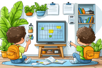 Children Studying At Home