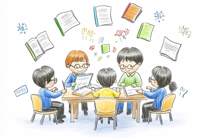 Children Studying Together