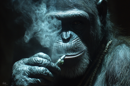 Chimpanzee Smoking Cigar
