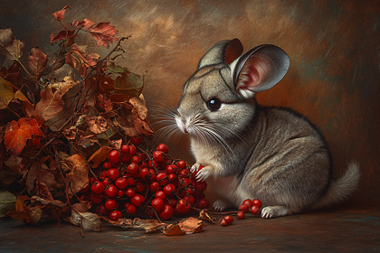 Chinchilla And Autumn Berries