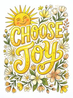joy typography flowers