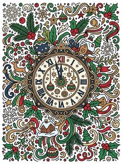 christmas doodle clock