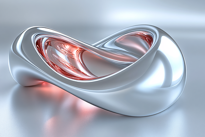 Chrome and Red Abstract Sculpture