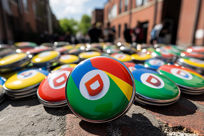 Chrome D Logo Pins On Brick Surface