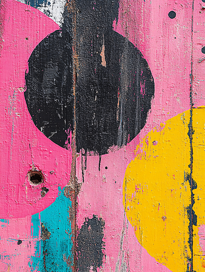Circles on Pink Wooden Board