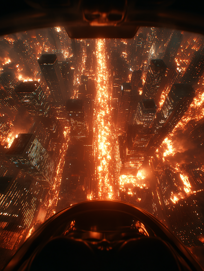 City Ablaze From Above