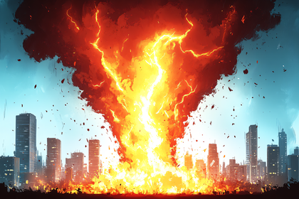 City Ablaze With Fiery Explosion