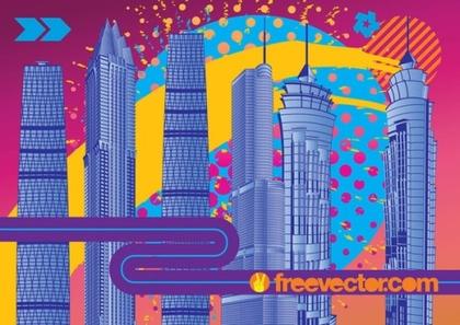 City Fireworks Free Vector