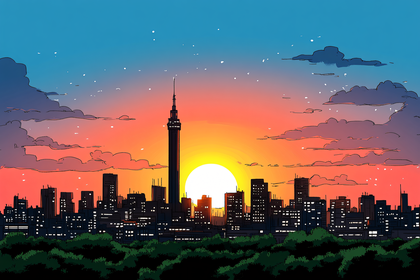 City Sunset Silhouette