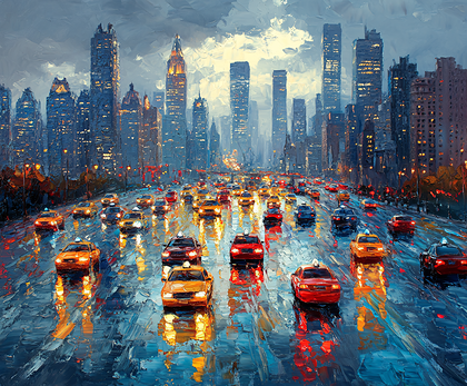 City Traffic and Skyline