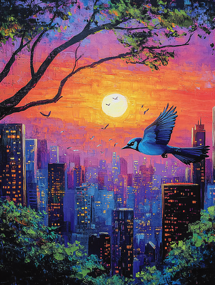 Cityscape Bird Flight
