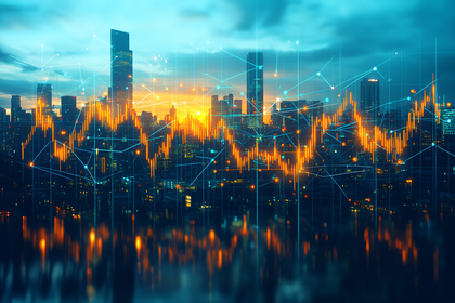 Cityscape Financial Chart Overlay