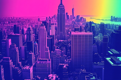 Cityscape in Neon Colors