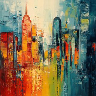 Cityscape Palette Knife Painting