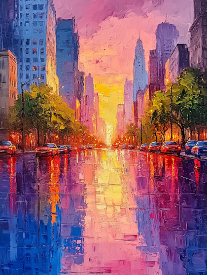 Cityscape Reflection at Dusk