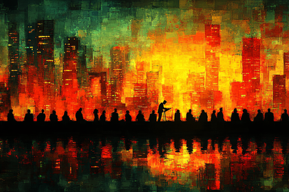 Cityscape Silhouette Gathering