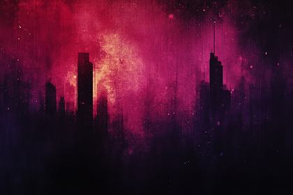 Cityscape Silhouette in Vibrant Hues
