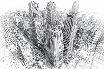 Cityscape Sketch Aerial View