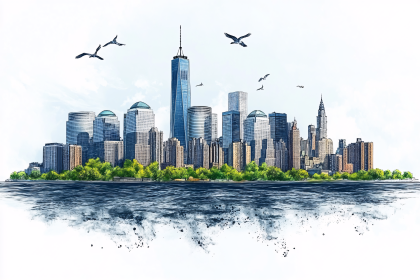 Cityscape Skyline with One World Trade Center