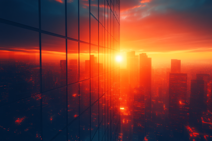 Cityscape Sunset Reflection