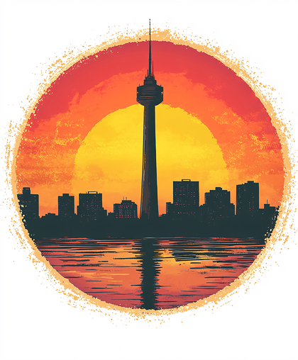 Cityscape Sunset With Tower