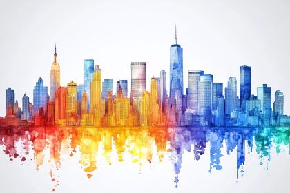 Cityscape Watercolor Skyline