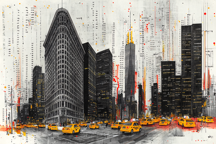 Cityscape with Yellow Taxis